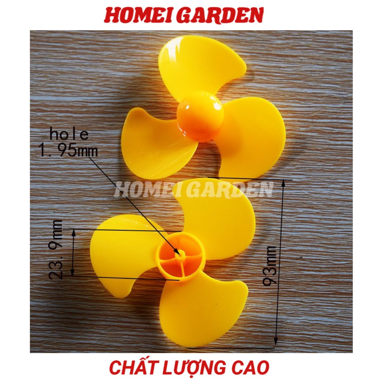 2 cánh quạt nhựa mini 3 cánh 90mm trục 2mm màu vàng chất lượng cao - HM0037
