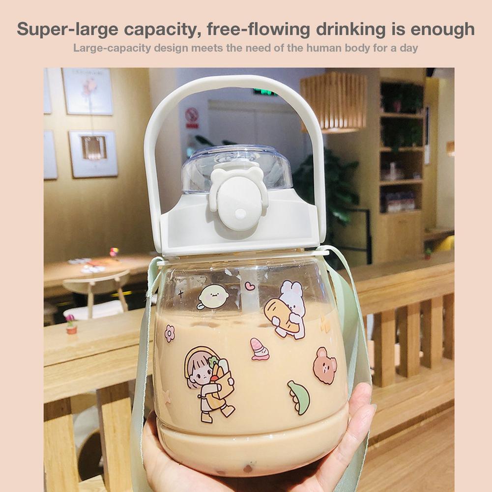 Trẻ Em Bình Tập Uống Mẫu Giáo Straw Cup Nhỏ Bé Trai Sáng Tạo Lớn Dung Tích Chai Nước Hoạt Hình Dễ Thương Di Động Trẻ Em