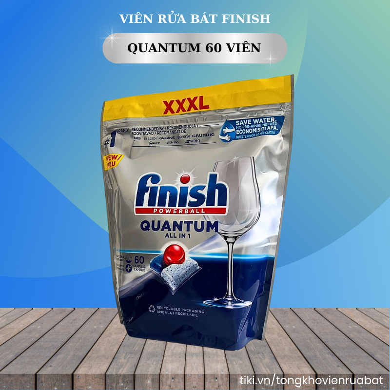 Viên rửa chén bát FINISH Quantum túi 54 viên - Hương Chanh