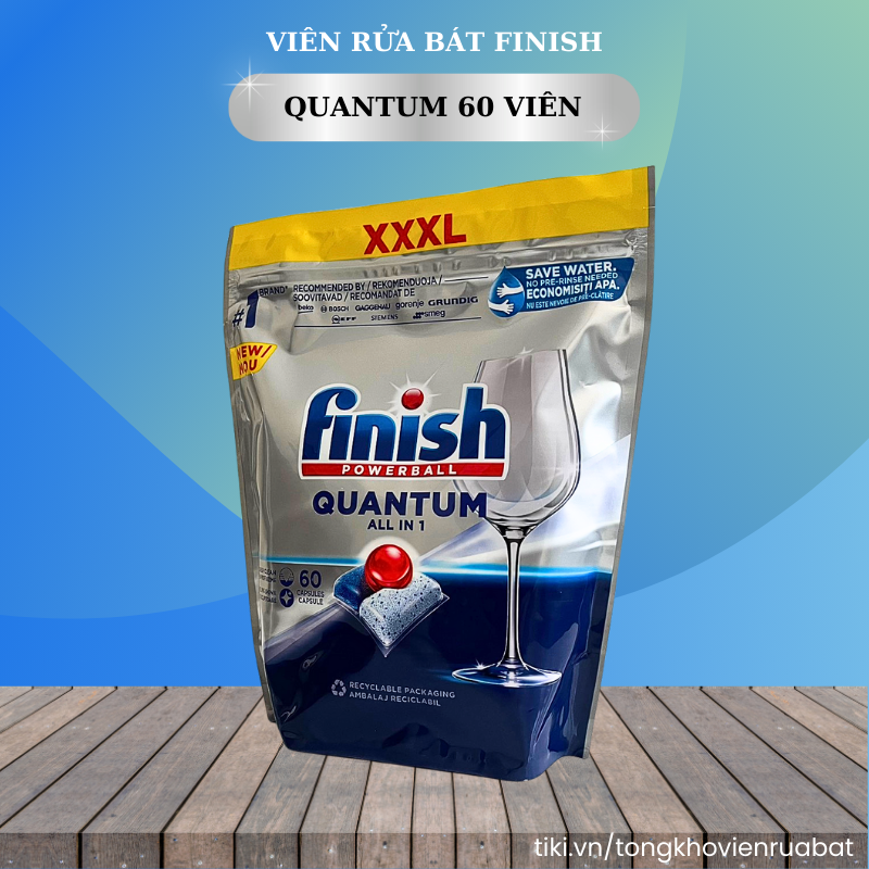 Viên rửa bát chén Finish Quantum  60 viên (Nk Đức )