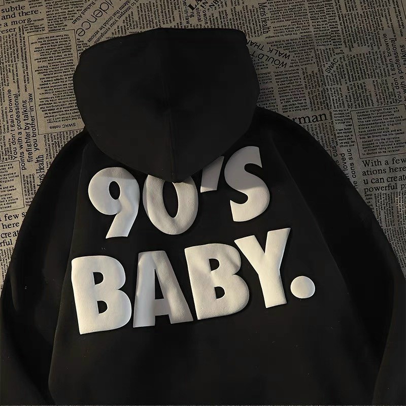 ÁO HOODIE 90’S BABY FORM RỘNG UNISEX HÀNG QUẢNG CHÂU CÓ MŨ 2 Lớp( Ảnh thật), Áo Khoác Hoodie Form Rộng Unisex BABY Vải Nỉ Bông Dày Dặn, 