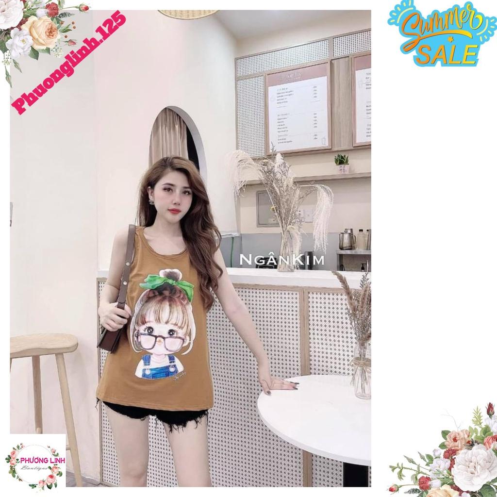 ÁO BA LỖ NỮ HÌNH CÔ BÉ NƠ XANH