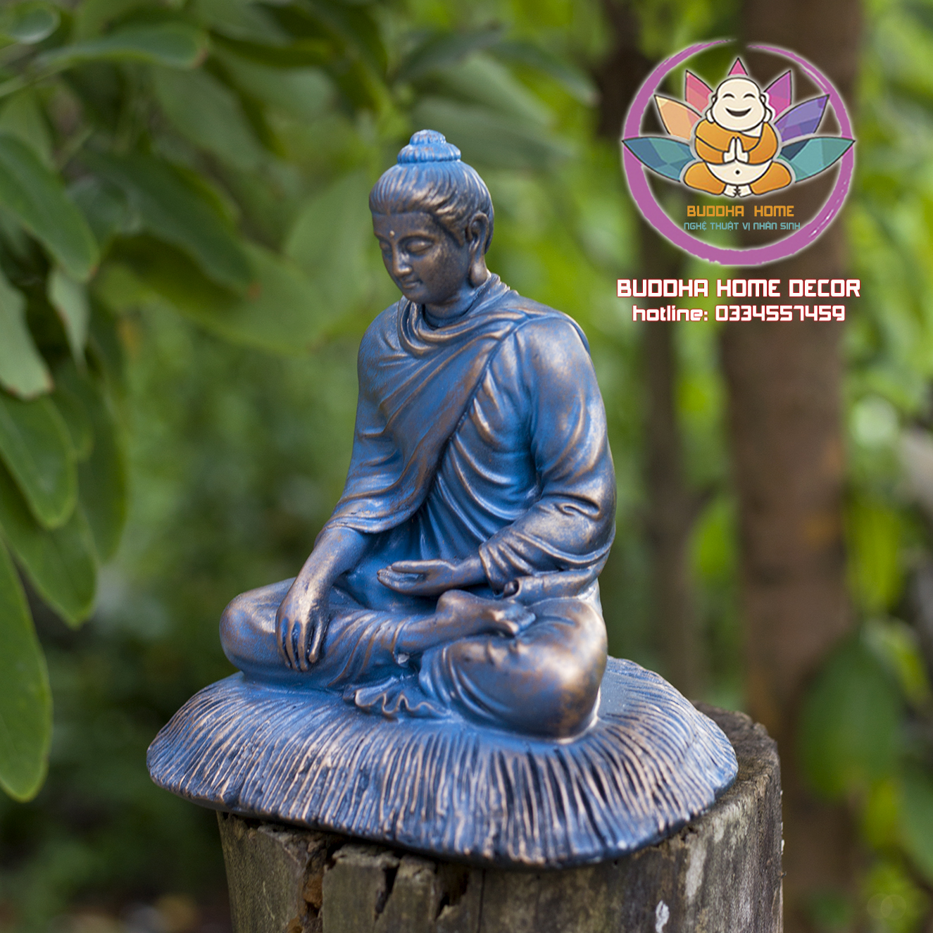 Tôn Tượng Bổn Sư 21 cm màu xanh lam cổ phong thủy, thờ cúng