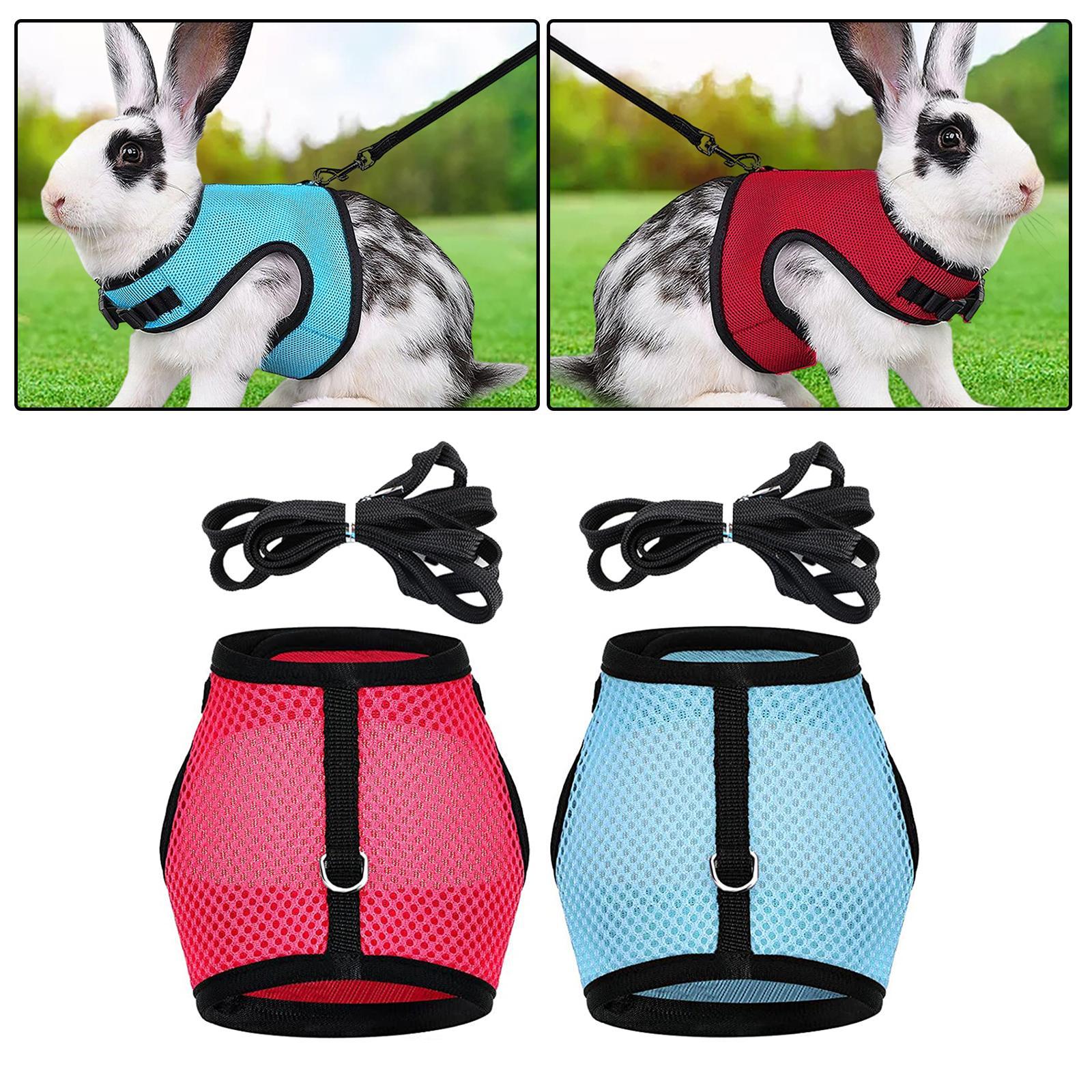 Adjustable Rabbit Harness and Leash Set Walking M 18cm-25cm