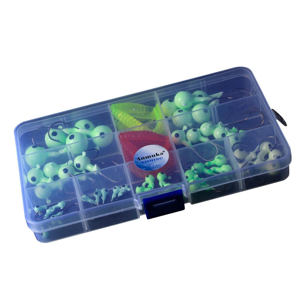 55Pcs Glow Fishing Jig Head Metal Hooks Hard Bait Lure Jig Tackle Equipment