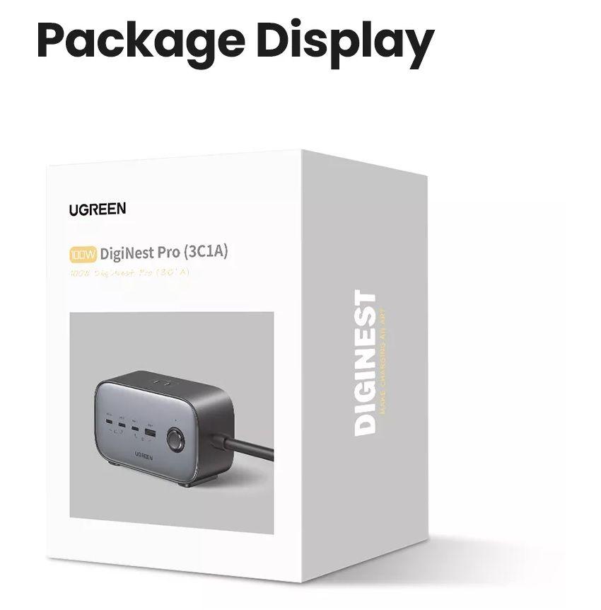 Ugreen UG40896CD270TK 100W Màu Xám Bộ sạc DigiNest Pro gồm 3 cổng USB-C và 1 cổng USB-A chuẩn cắm US - HÀNG CHÍNH HÃNG