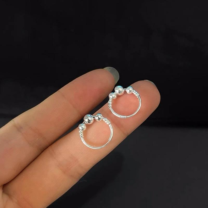 Bông tai nữ bi tròn bạc 925 Minh Tâm Jewelry,Khuyên tai tròn bi bạc