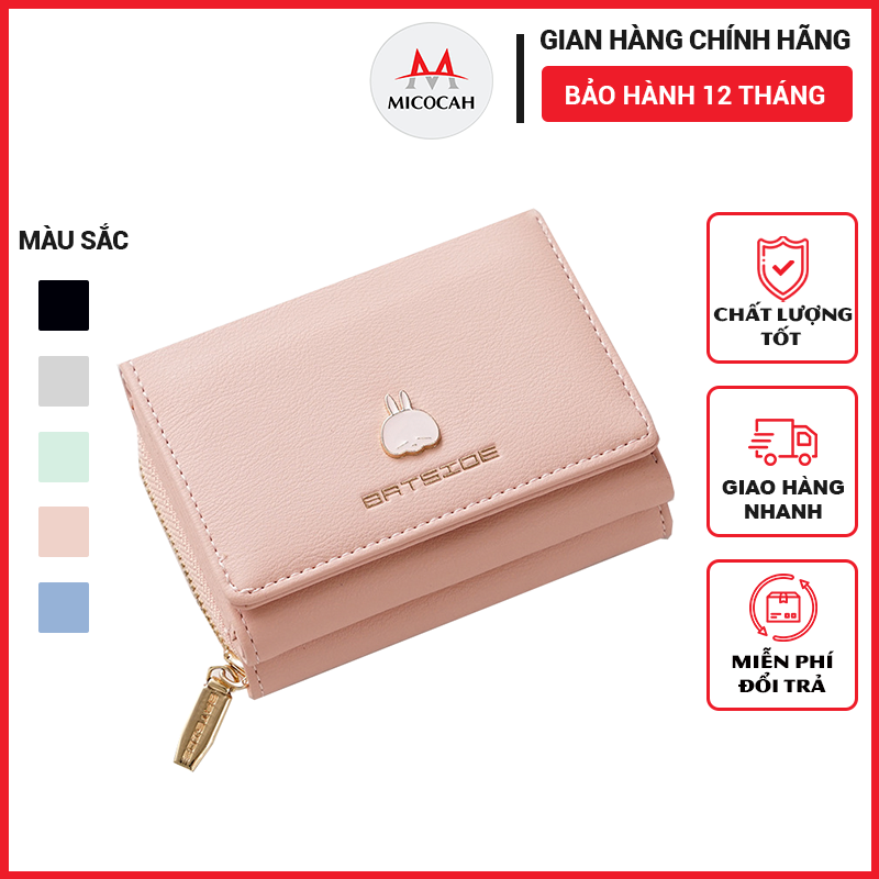 Ví nữ ngắn mini cầm tay BATSIOE nhỏ gọn nhiều ngăn đựng tiền dễ thương da cao cấp cực đẹp giá rẻ BS03 - Micocah Mall