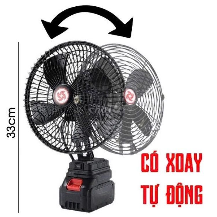 Quạt Tích điện Dùng Pin Rời 10 Cell 48V Metal (có Xoay)