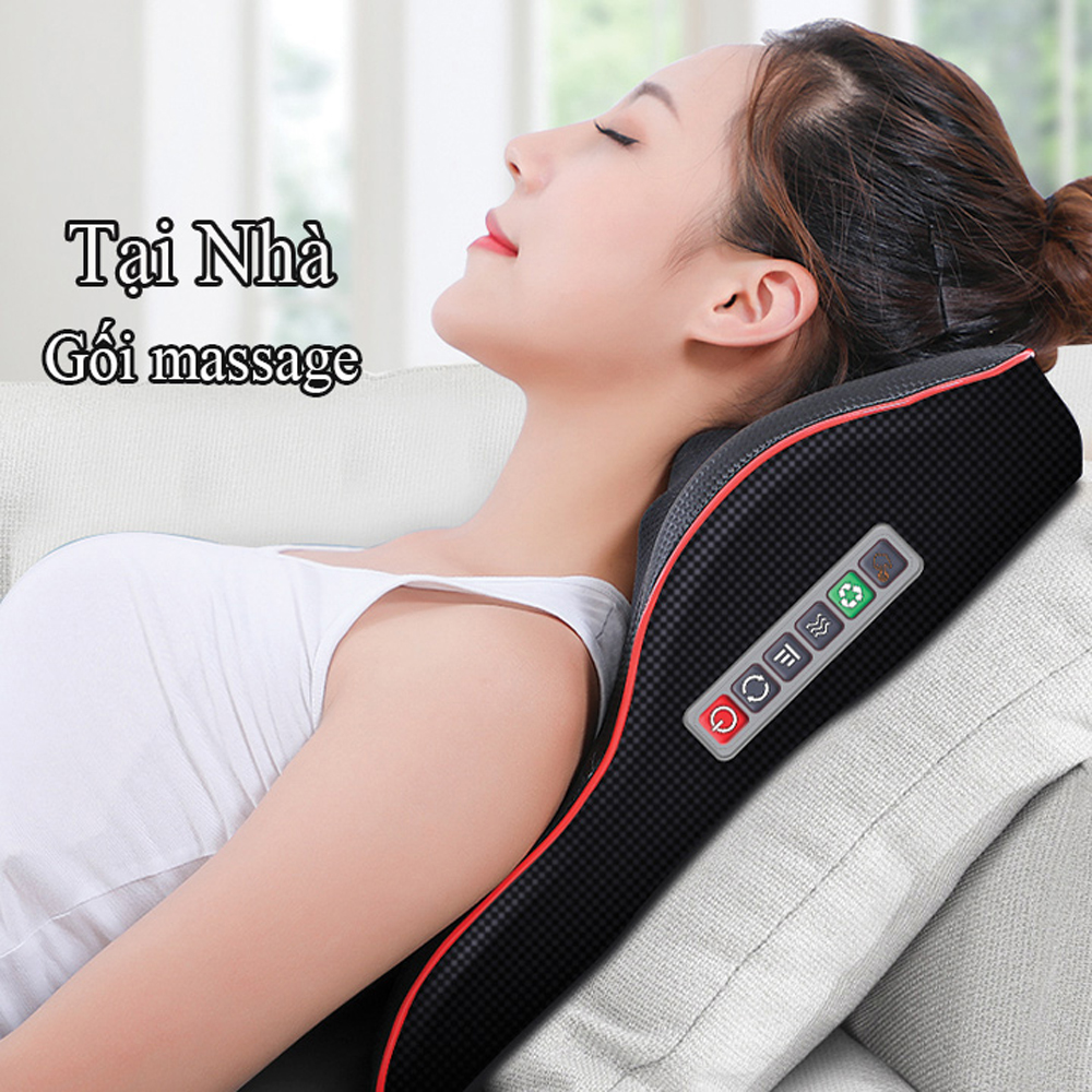 Gối Massage Đa Năng, Máy Mát xa Toàn Thân Nhiệt Hồng Ngoại - Chuyên Sâu Cho Cổ, Vai Gáy, Lưng Dưới, Đùi, Chân - Sử Dụng Tại Nhà, Văn Phòng, Trên Ô Tô - Quà Tặng Cho Bạn Bè, Người Thân- Hàng Nhập Khẩu