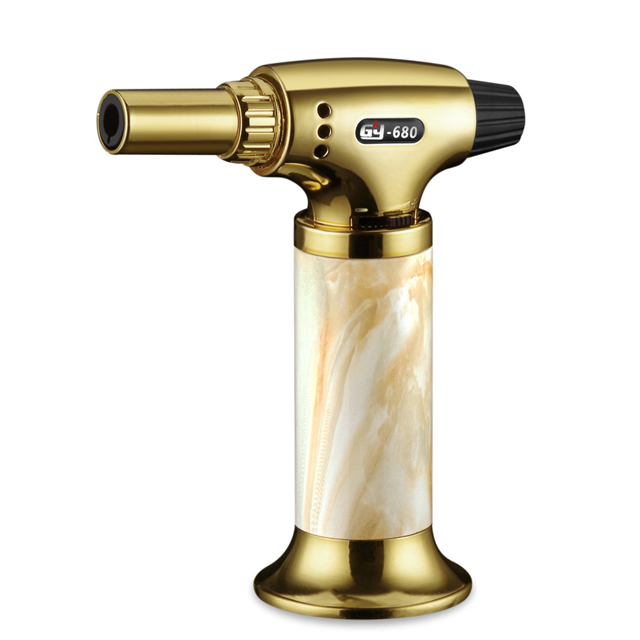 Vỏ Hột Quẹt Bật Lửa Khò Để Bàn 1 Tia GY680 Thân Ốp Ngọc Vân Loang Đẹp Độc Lạ - Dùng Gas Cao Cấp