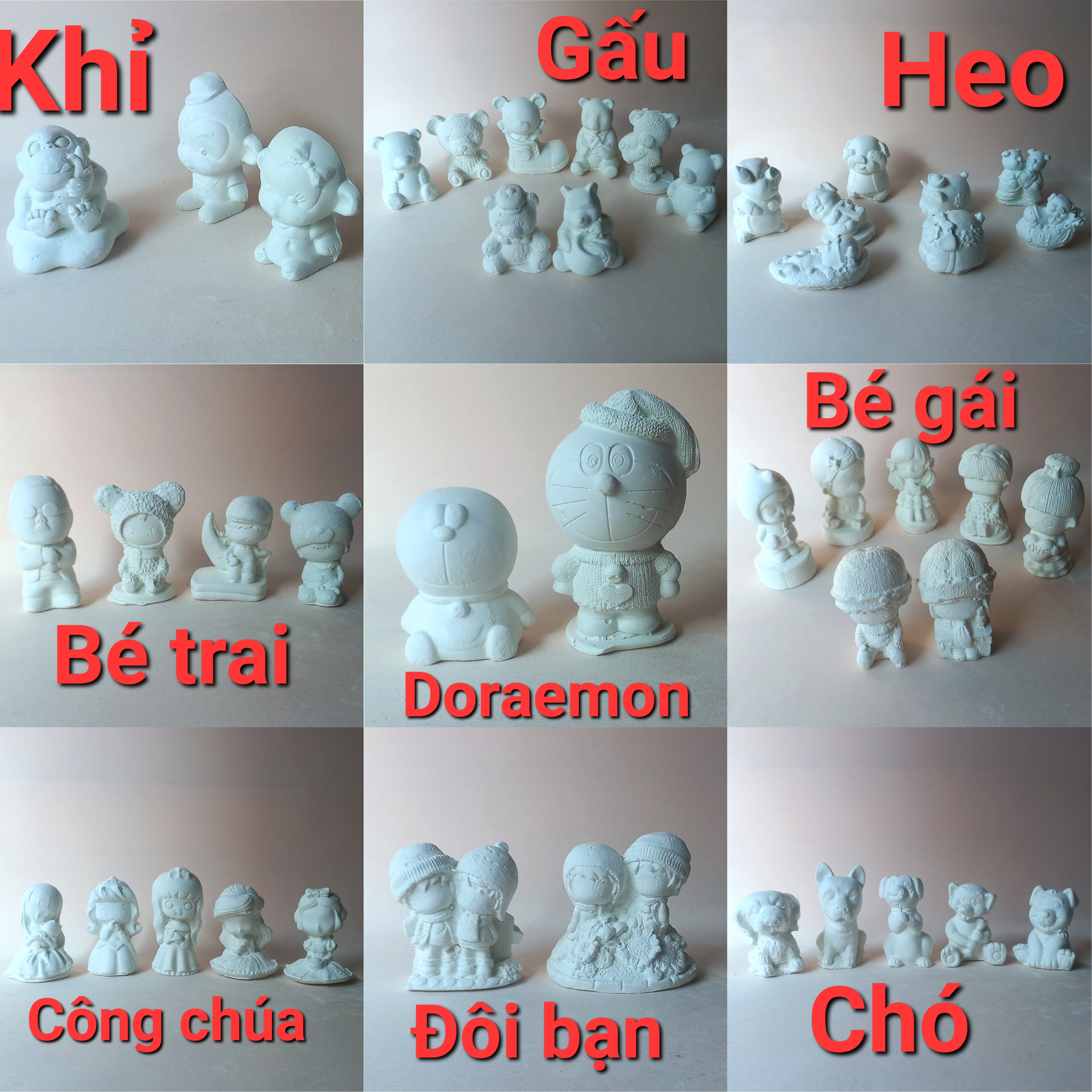 Đồ chơi tô tượng thạch cao. Cao khoảng 9 cm