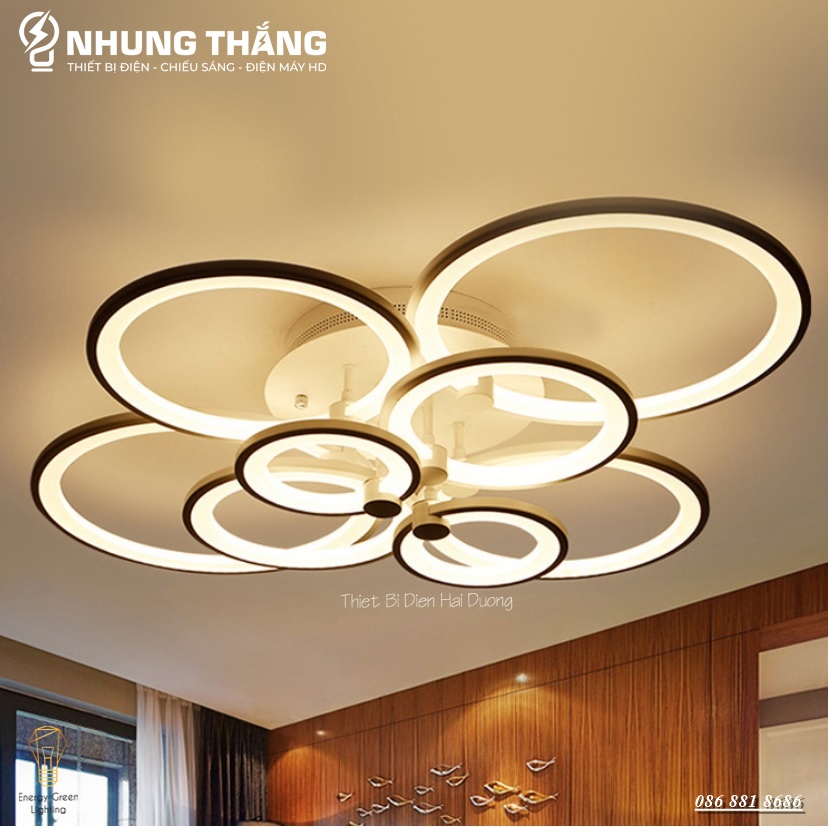 Đèn LED ốp trần Decor hình tròn NT030 - 3 Chế Độ Ánh Sáng - Tăng Giảm Ánh Sáng - Điều Khiển Từ Xa - Kết Nối Điện Thoại - Có Video
