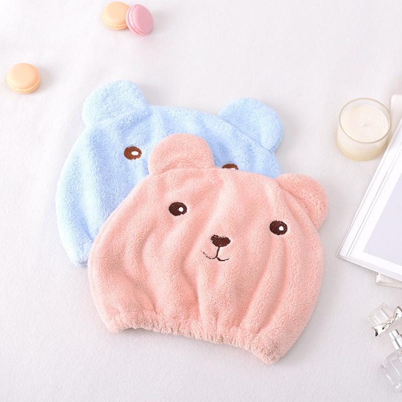 Khăn mũ trùm đầu khô tóc hình gấu