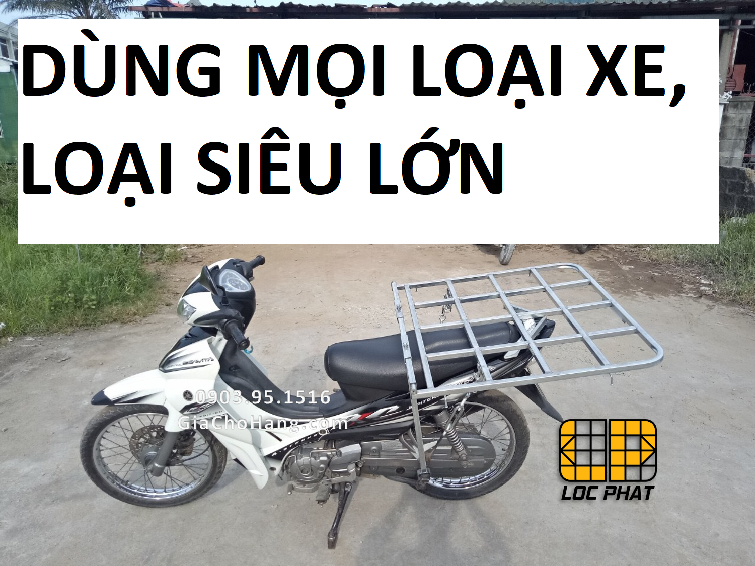 Baga giá chở hàng xe máy đa năng loại siêu lớn r80.d80cm dùng cho xe Ga & xe Số