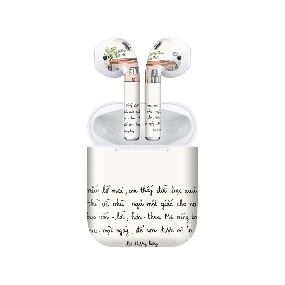 Miếng dán skin chống bẩn cho tai nghe AirPods in hình về nhà đi - atk403 (bản không dây 1 và 2)