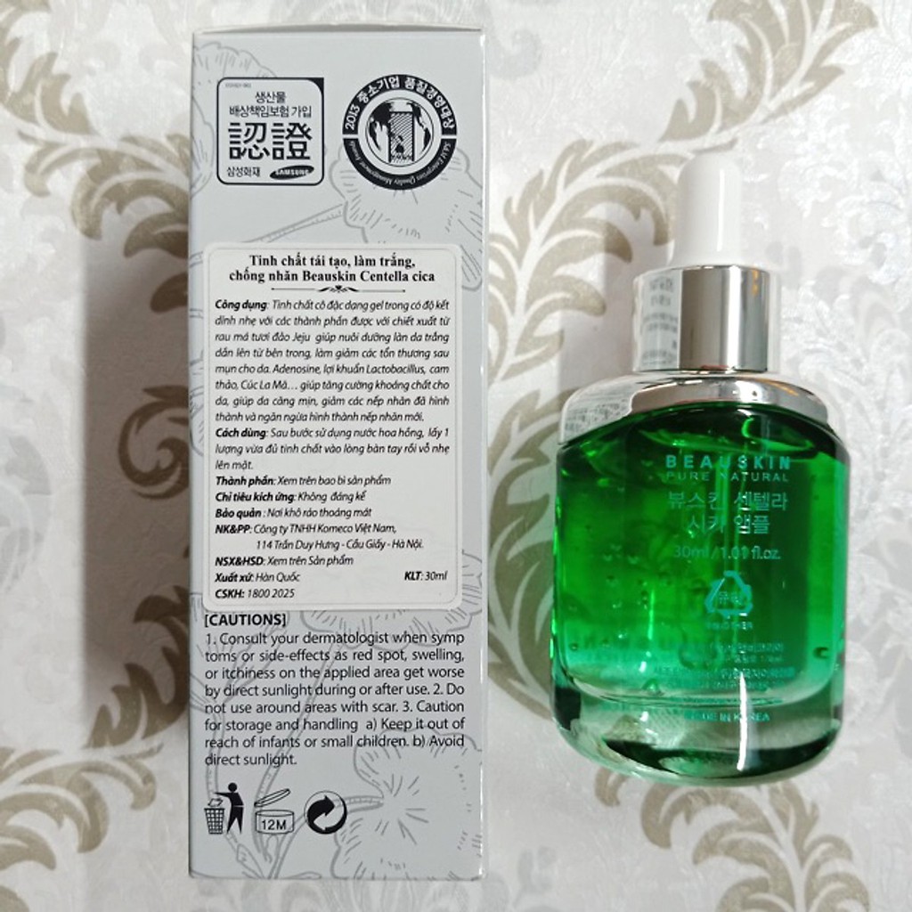 Hình ảnh Tinh chất tái tạo và làm trắng da Beauskin Centella Cica Ampoule Hàn Quốc 30ml