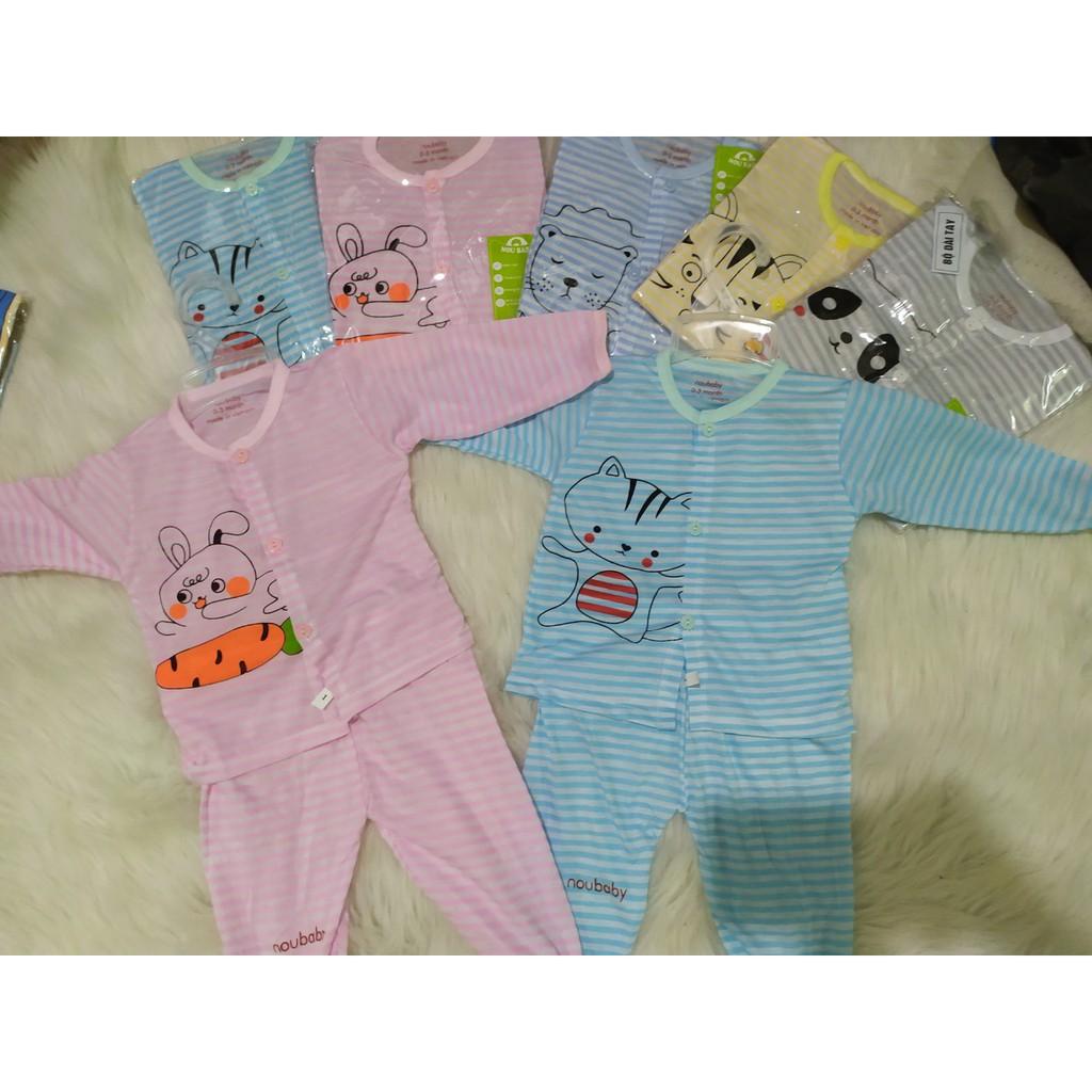 Bộ dài tay cotton kẻ cho bé Trai & Bé Gái Từ 3kg đến 16kg