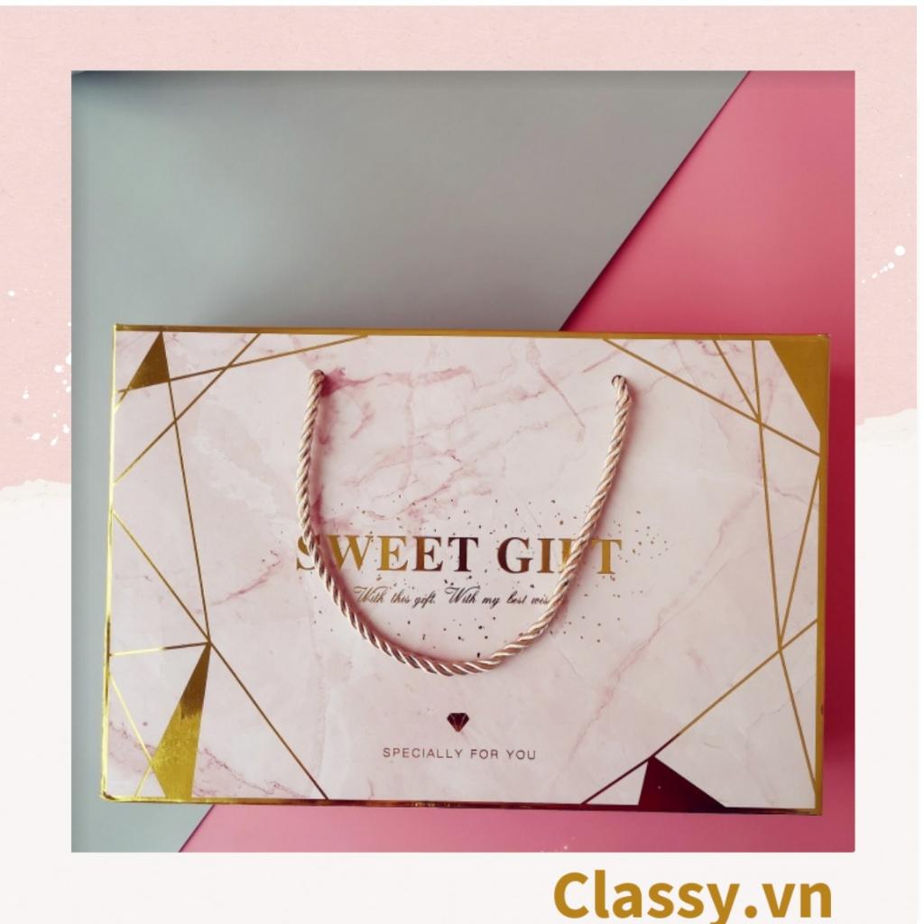 XÉ LẺ Bộ túi giấy Classy hoặc Hộp quà 26 * 16 * 5,5cm đựng quà In chữ Sweet Gift phong cách châu Âu Q320
