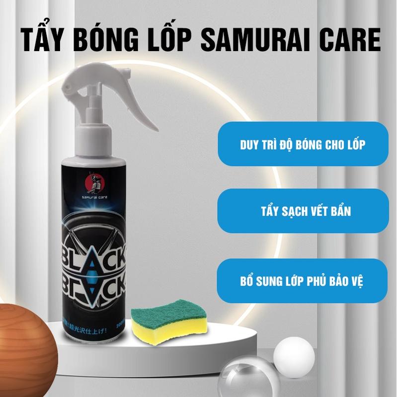 Chai xịt đánh bóng làm sạch lốp xe Samurai Care dung tích 200ml nhập khẩu từ Nhật bản, bảo vệ và làm bóng lốp tiện lợi