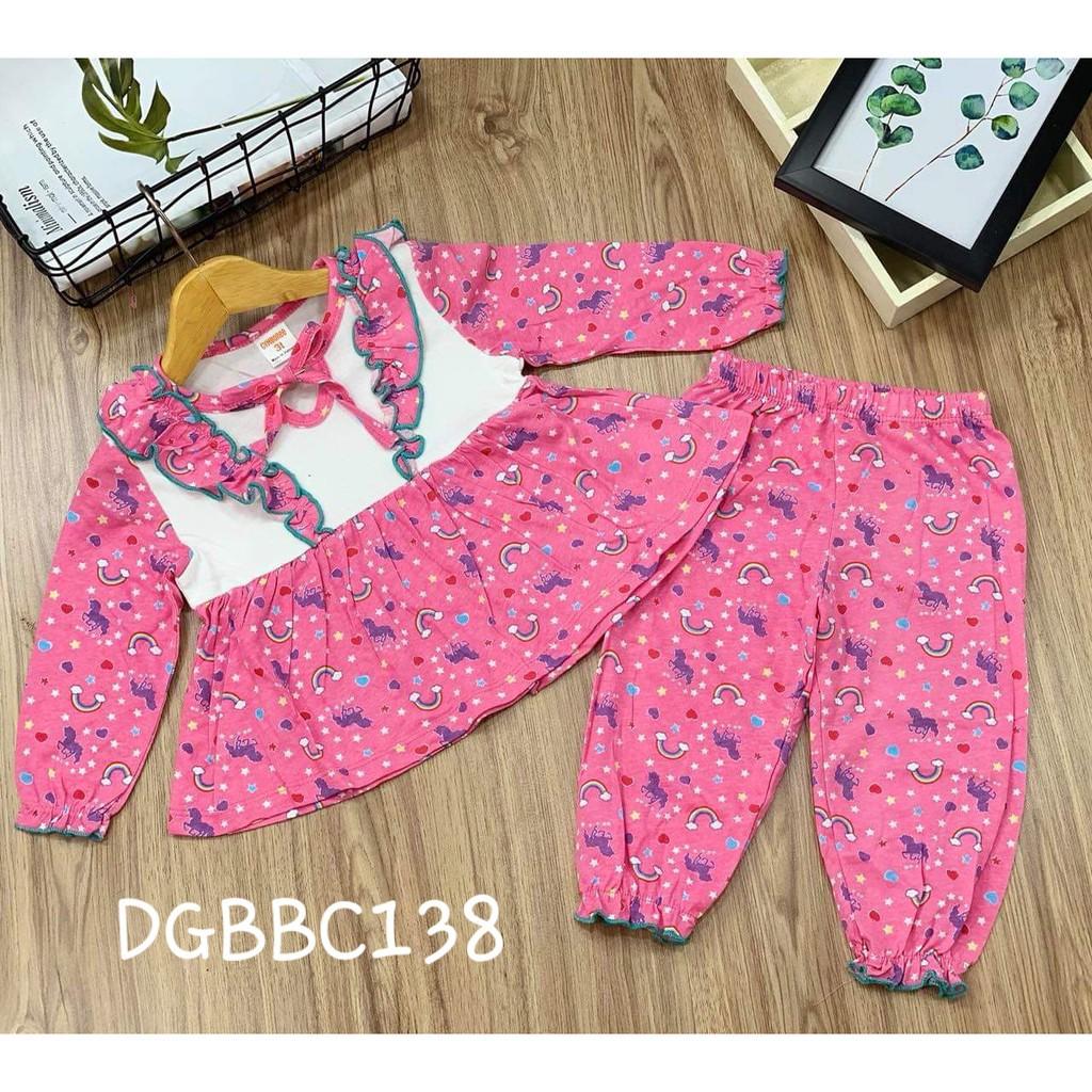 Bộ dài tay bánh bèo dáng xòe thun cotton xuất khẩu cho bé gái từ 11 đến 23kg - Bộ dài tay bé gái