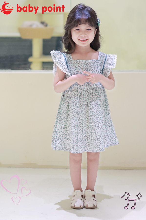 Váy cotton hoa nhí cánh tiên diện hè cho bé gái