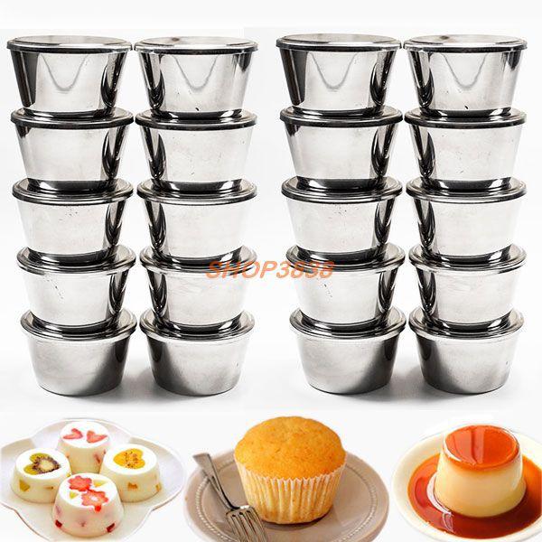 Combo 20 Khuôn Làm Bánh Flan Có Nắp Inox 304 Tặng 40 Khuôn Nhựa