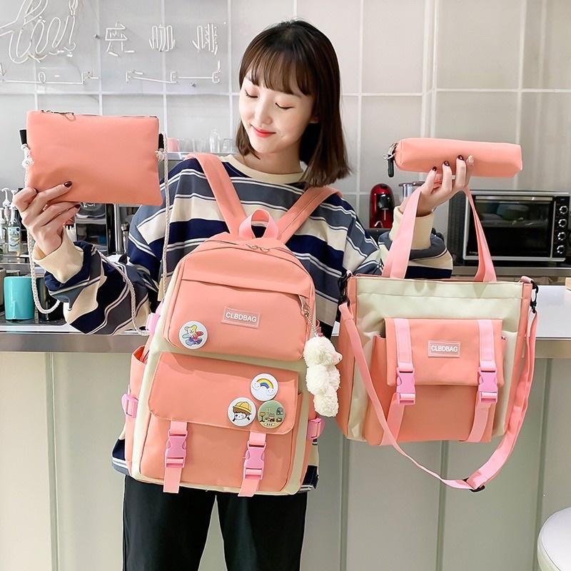 Combo balo 4 món, Set balo 4 món đi học, balo 4 món Ulzzang thời trang nam nữ unisex Hàn Quốc- MENTUBAG