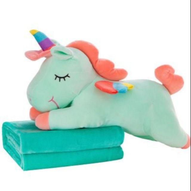 Bộ chăn gối văn phòng ngựa pony xanh