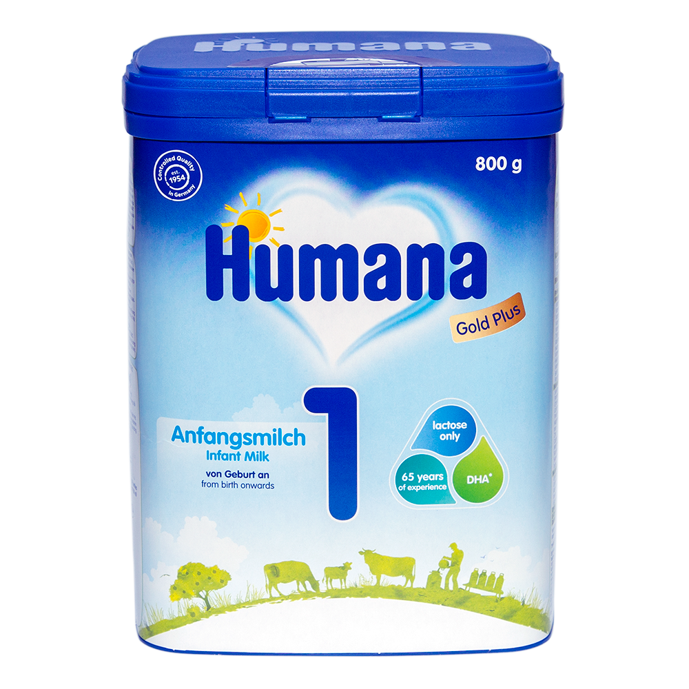 (Mua 2 Tặng 6) (Combo 2 Hộp) Sữa Bột Công Thức Dành Cho Trẻ Từ 0 Đến 6 Tháng Tuổi Humana Gold Plus 1 (800g) - Nhập Khẩu Từ Đức - Date 01/03/2024 - (800g x 2)