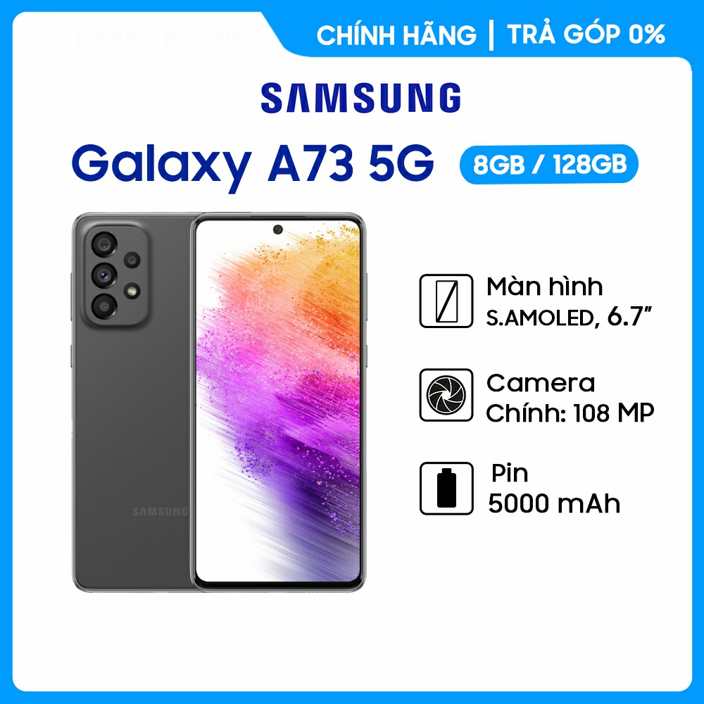 Điện Thoại Samsung Galaxy A73 (8GB/128GB) - Hàng Chính Hãng, Mới 100%, Nguyên Seal | Bảo hành 12 tháng GZ38 - Màn Hình 6.7 inches