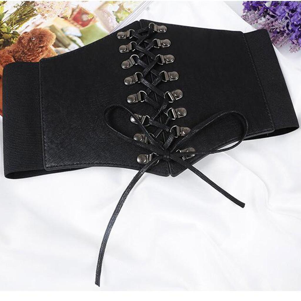 Women's Dress Belt Cincher Corset Belt PU Waistband Wide Lace-up Corset