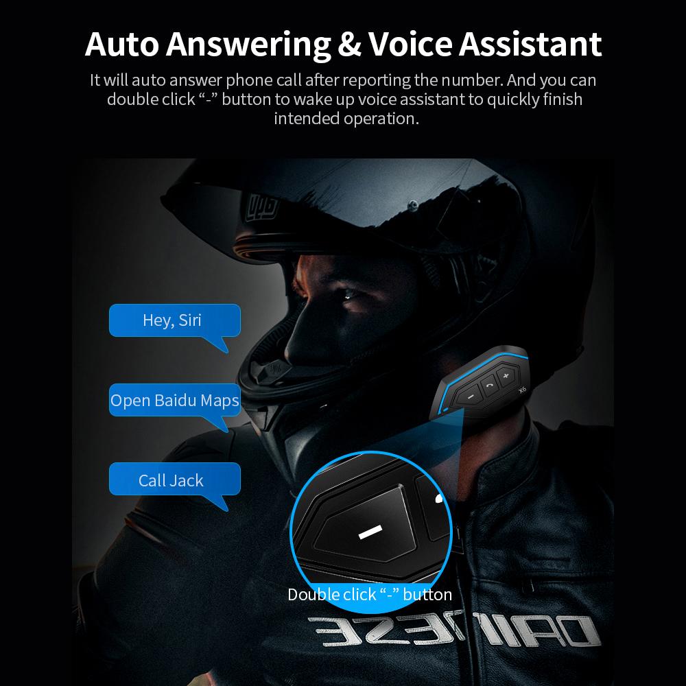 X6 Motorcycle Helmet BT 5.0 Headset Auto Answering Connecting 2 Phones Noise Reduction 40mm Driver Unit