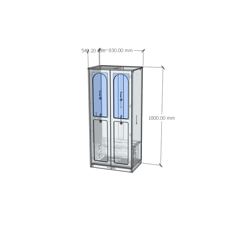 [Happy Home Furniture] SISEEL, Tủ quần áo cửa kính 2 cửa mở , 83cm x 54cm x 180cm ( DxRxC), TCM_185