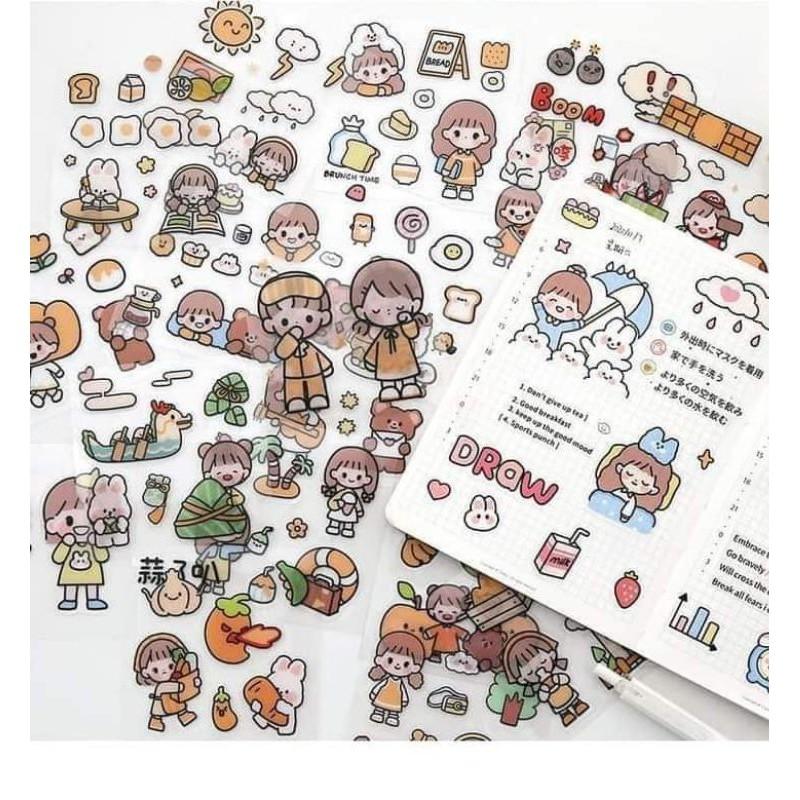 BỘ 1000 STICKER HÃNG TELADO CÔ GÁI VÀ BÉ THỎ