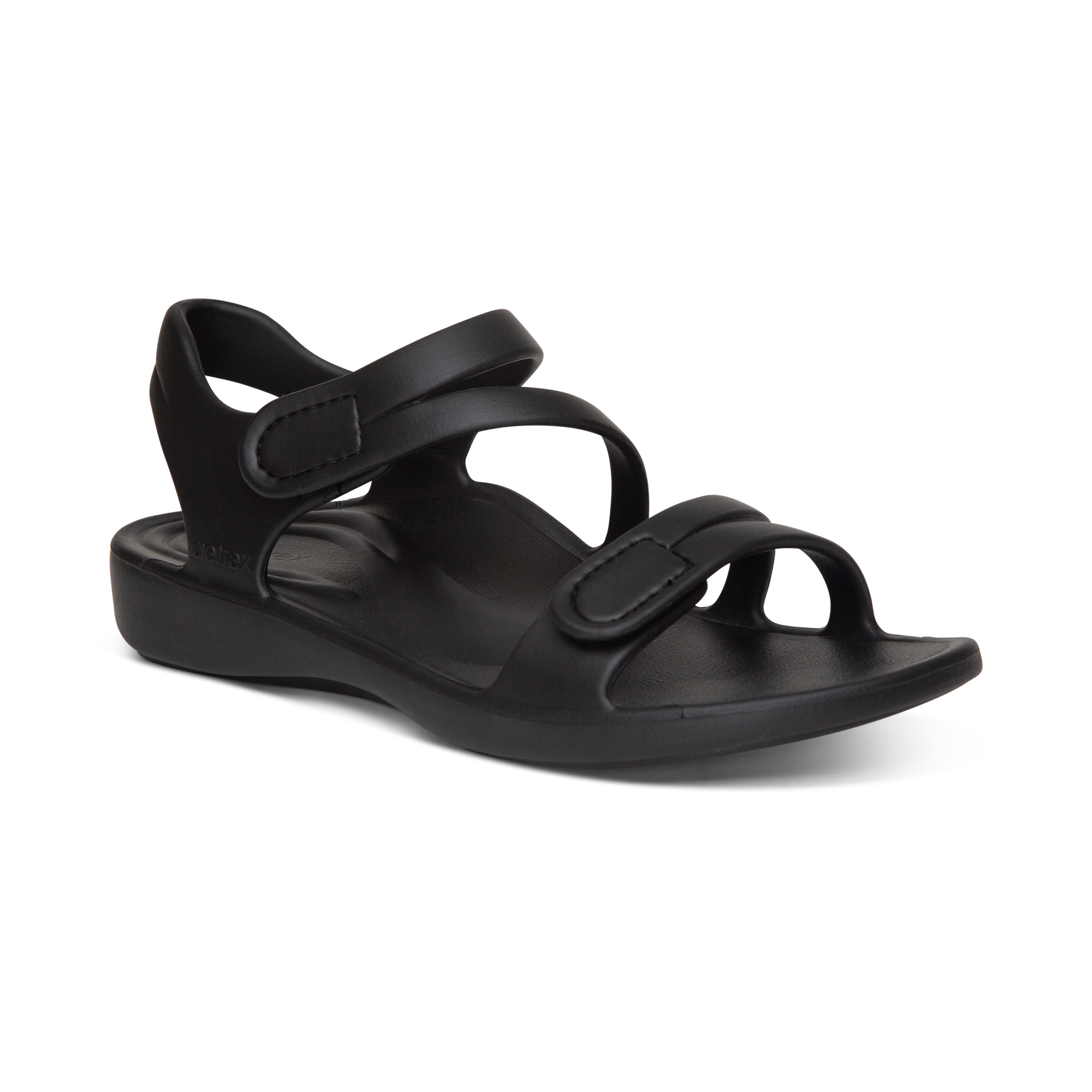 Sandal sức khoẻ nữ Aetrex Jillian Sport Black - Sandal quai dán siêu mềm nhẹ, chống thấm nước