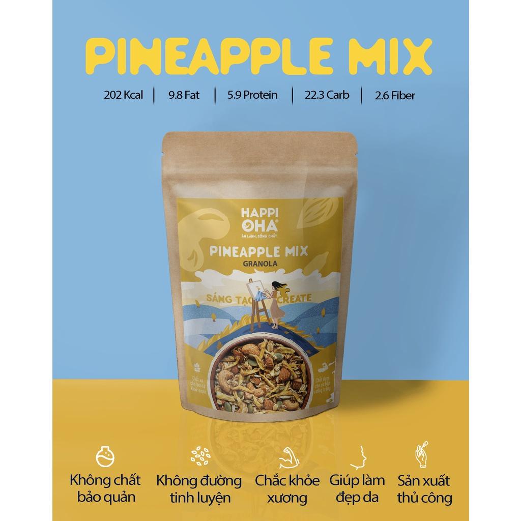 Granola Pineapple Mix HAPPI OHA - Ngũ Cốc Ăn Sáng/Ngũ Cốc Ăn Kiêng Không Đường Tinh Luyện Vị Dứa 240g/400g