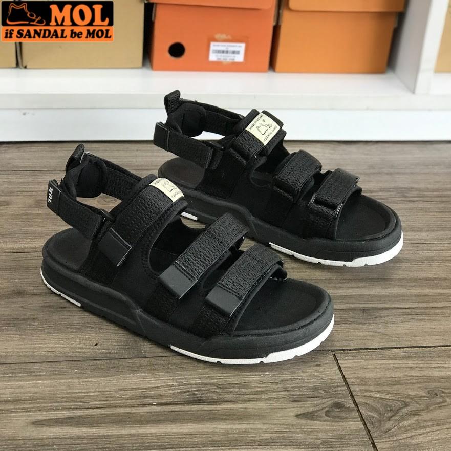 Giày sandal unisex nam nữ 3 quai ngang vải dù có quai hậu tháo rời hiệu MOL mang đi học du lịch MS1802R