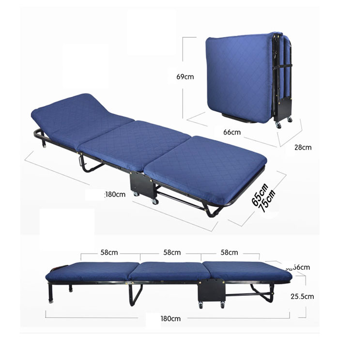 Giường gấp di động gấp làm 3 đệm cao cấp