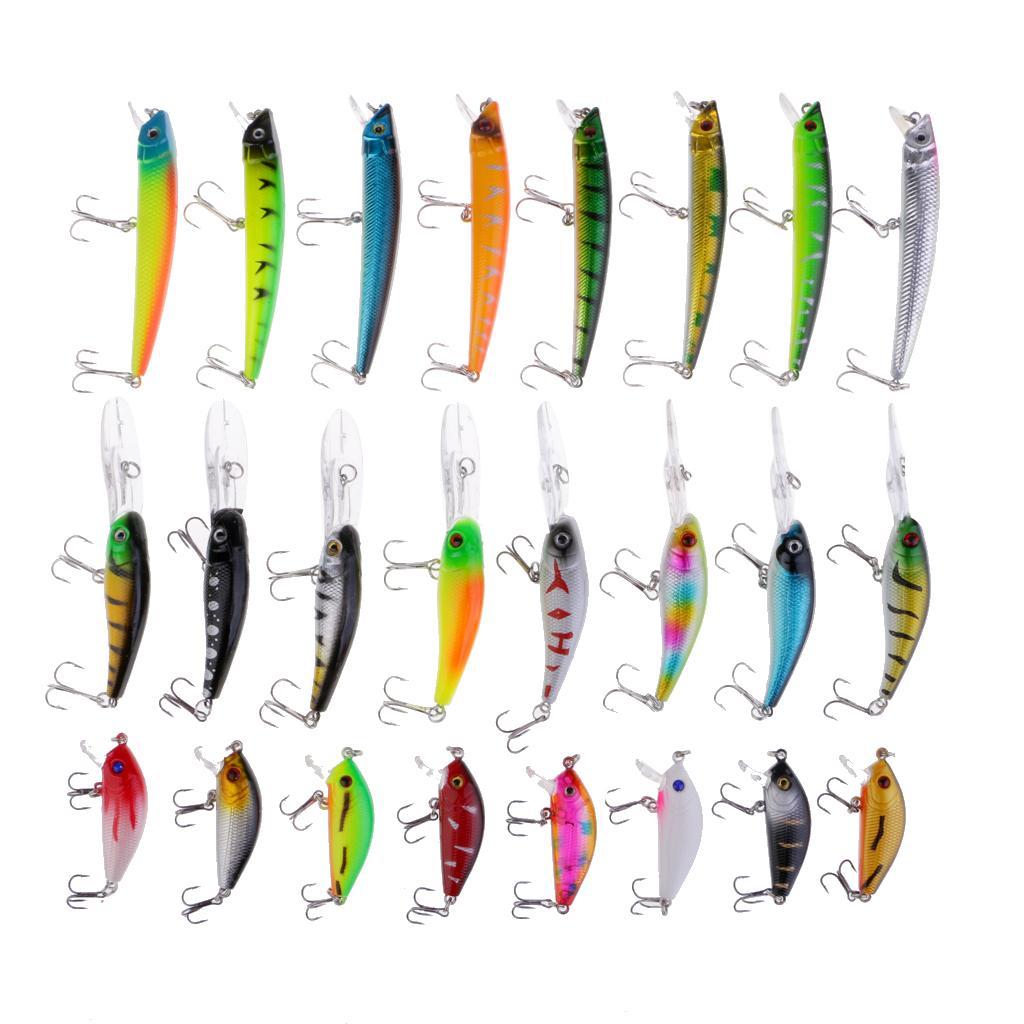 24pcs Minnow Fishing Lures Crankbaits Set Fishing Hard Baits Swimbaits Boat Topwater Lures for Trout Bass Perch Fishing