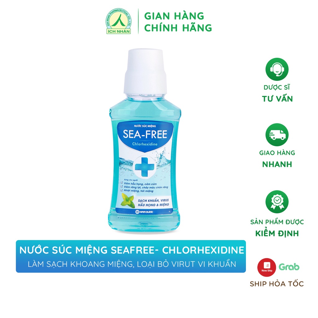 [Chính Hãng + FreeShip] Nước súc miệng diệt khuẩn Seafree Chlorhedixine 250ml, Sạch mảng bám, bảo vệ răng lợi chắc khỏe