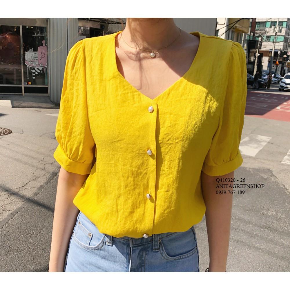 Q410320 ÁO KIỂU NỮ CỔ TIM TAY NGẮN