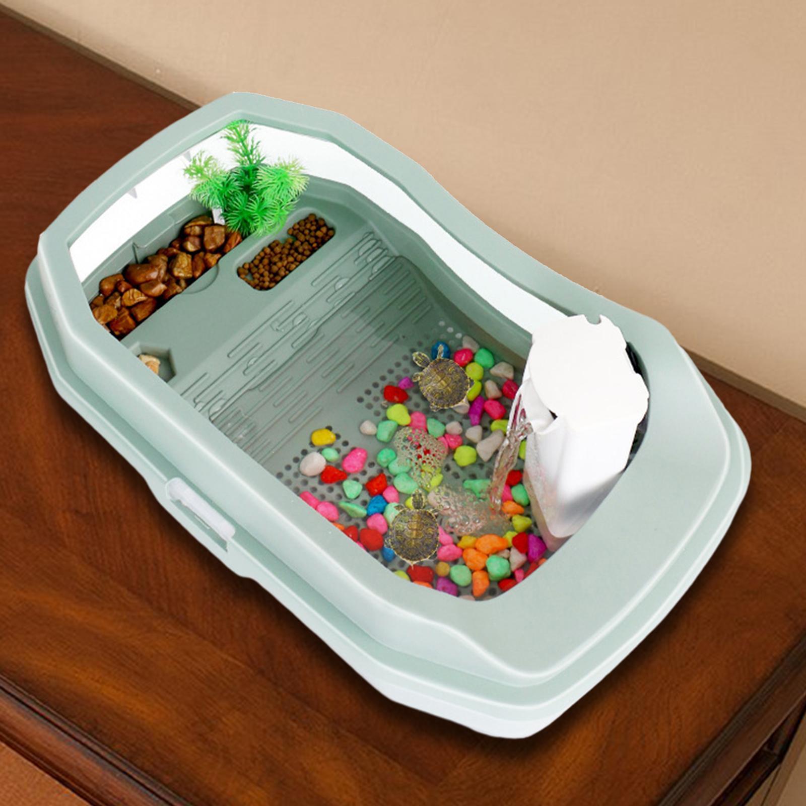 Turtle Aquarium Tortoise Terrarium with Platform Big Space Case Reptile Tank