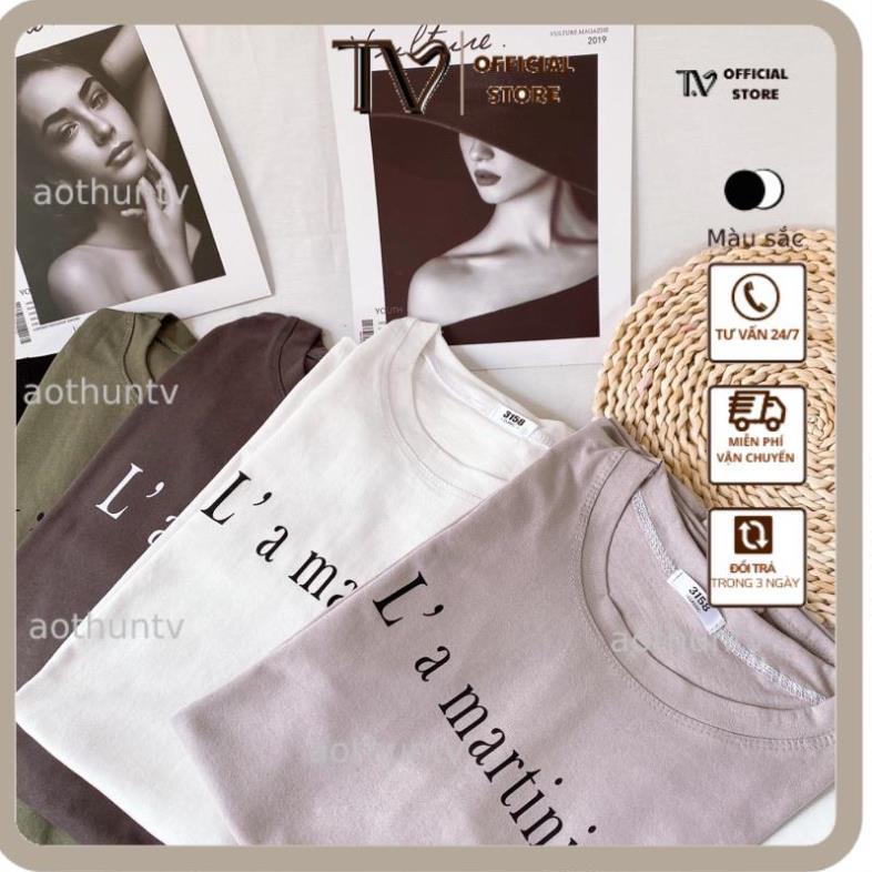 Áo phông 3158, áo thun tay lỡ form rộng chất cotton in hình LA