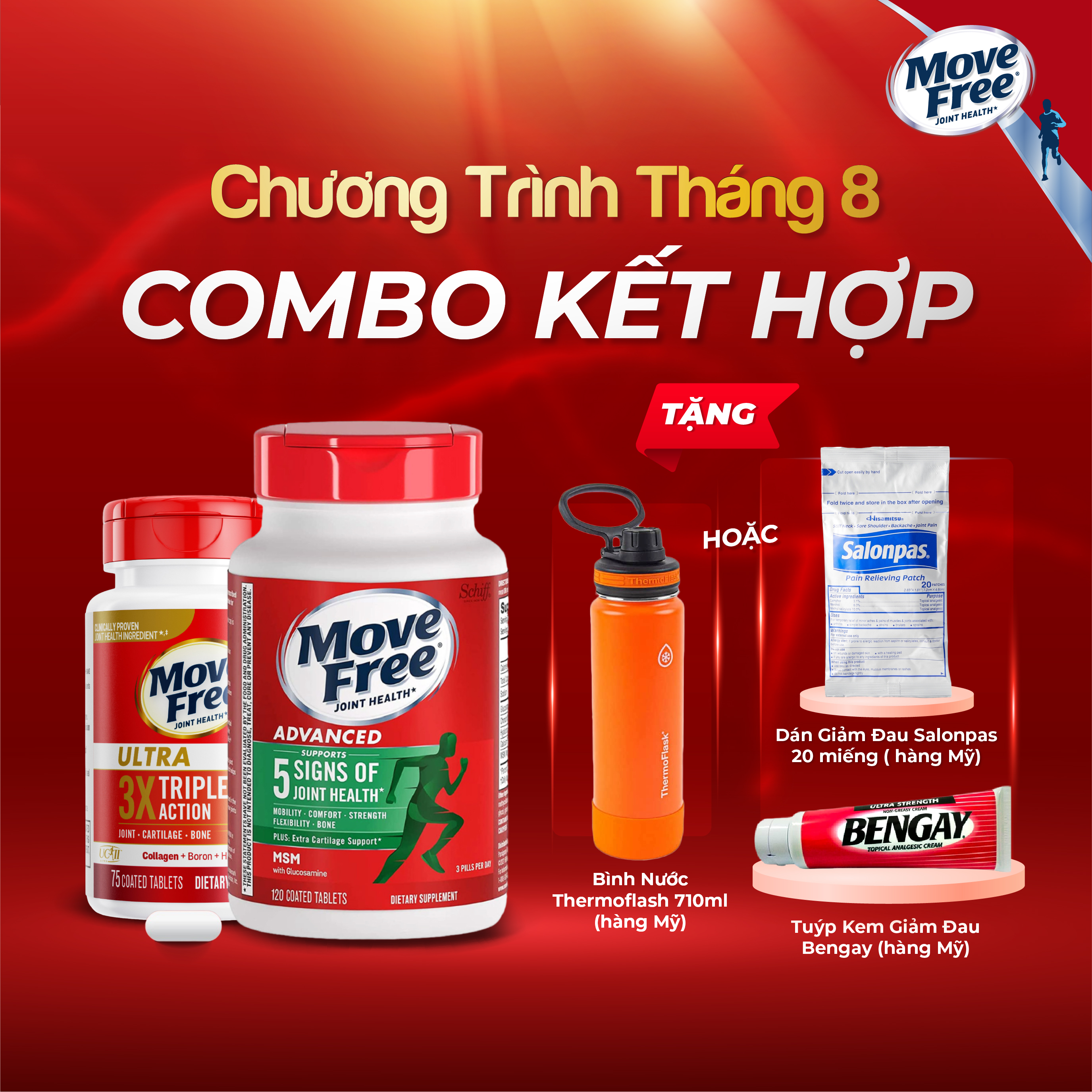 COMBO ƯU ĐÃI KẾT HỢP Move Free Joint Health Advanced Plus MSM with Glucosamine + Chondroitin và JOINT HEALTH ULTRA TUPE
