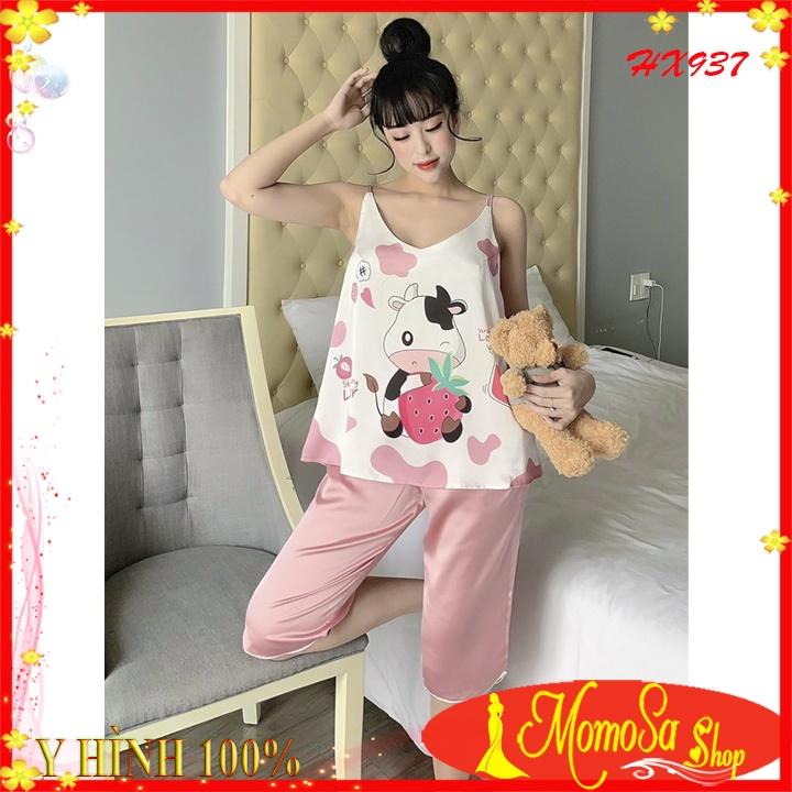 Đồ Bộ Nữ Mặc Nhà Đồ Bộ Mặc Nhà Lụa Satin 2 Dây Quần Lửng