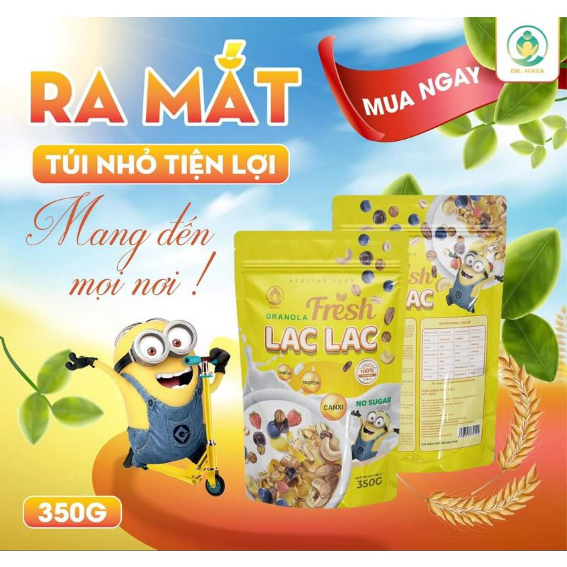 Ngũ cốc hạt ăn liền Granola Lạc Lạc thơm ngon, tốt cho sức khỏe hộp 650g , túi 350g+ quà