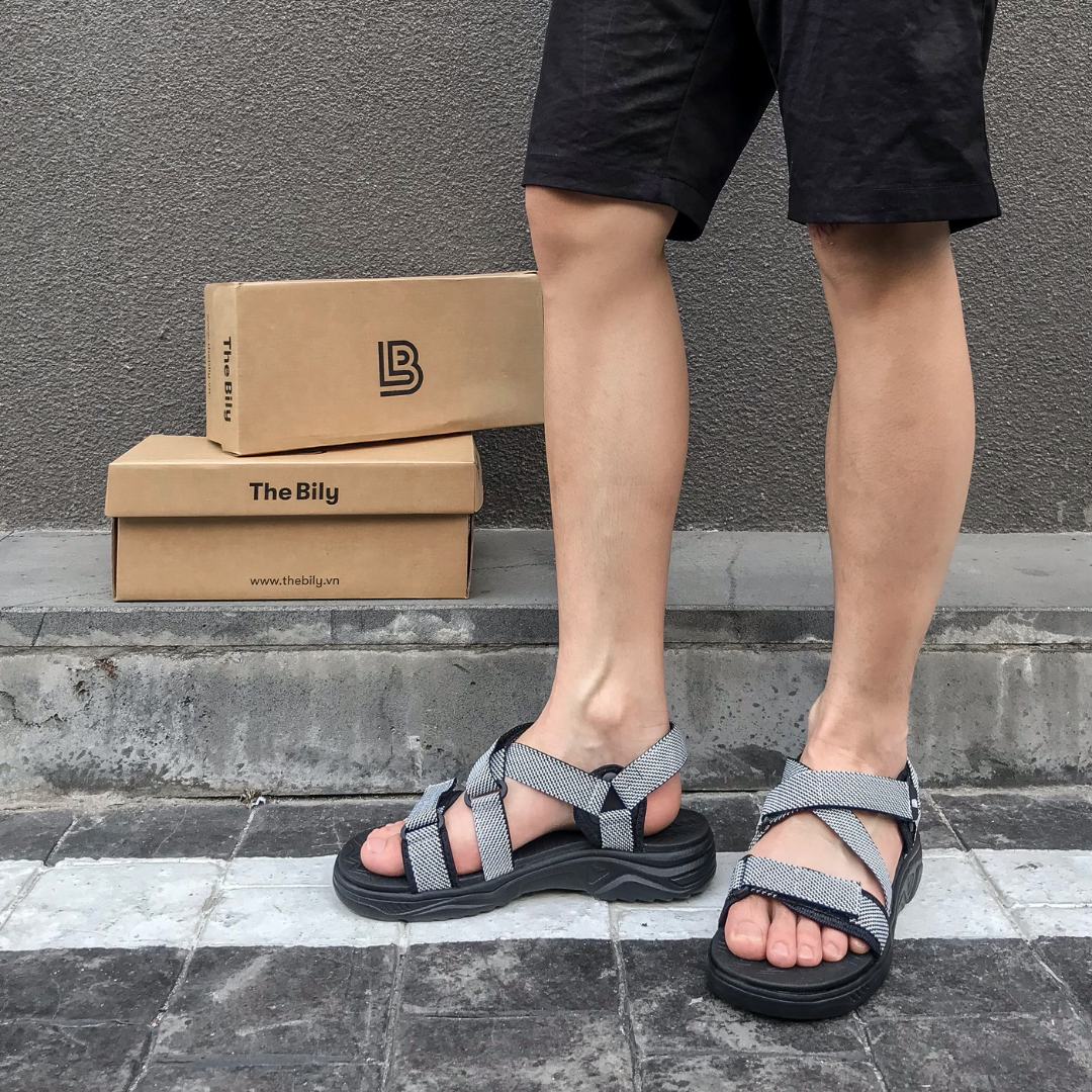 Giày Sandal Nam The Bily Quai Chéo Đôi - Màu Trắng BL02T