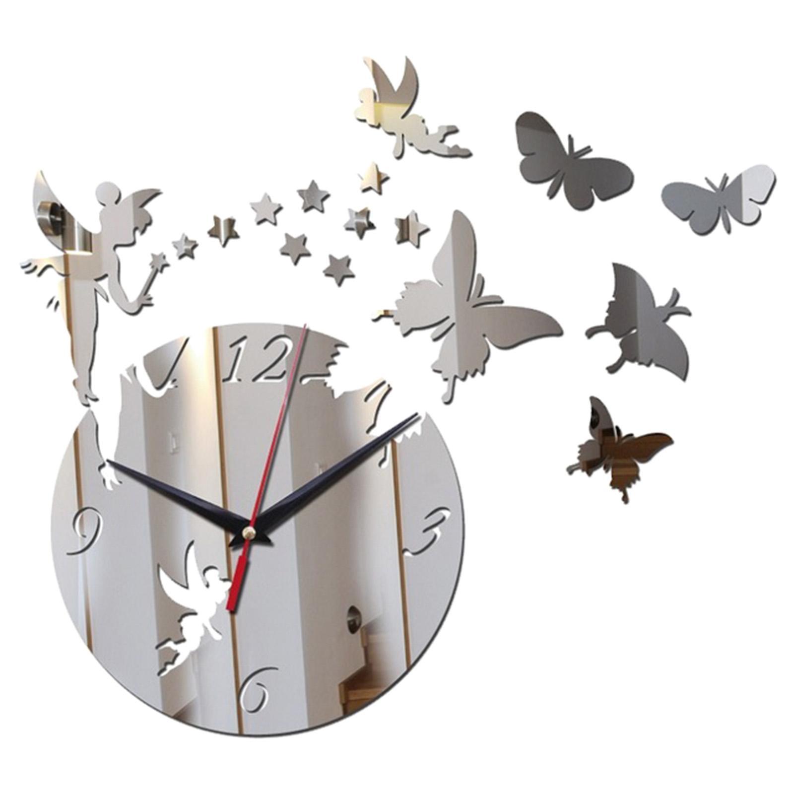 Wall Clock Stickers DIY Acrylic 3D Butterfly Wall Clock Mirror Mute Large Wall Clock Modern Design for Home Decoration