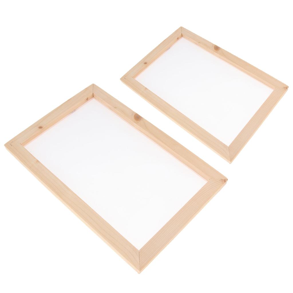 2 Chiếc Gỗ Khung Hình Chữ Nhật Có Lưới Cho Giấy Tái Chế Làm Giấy